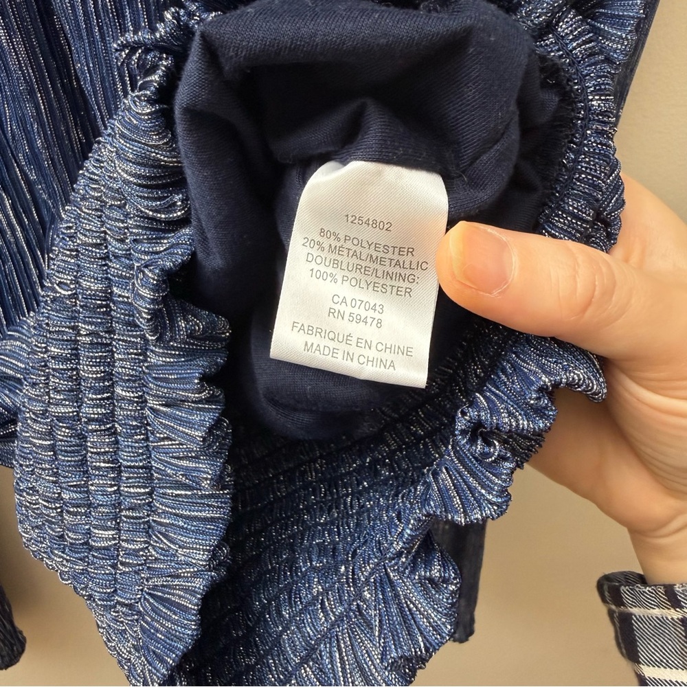 Joie Blue Long-Sleeve Smocked Blouse - Picture 8 of 8